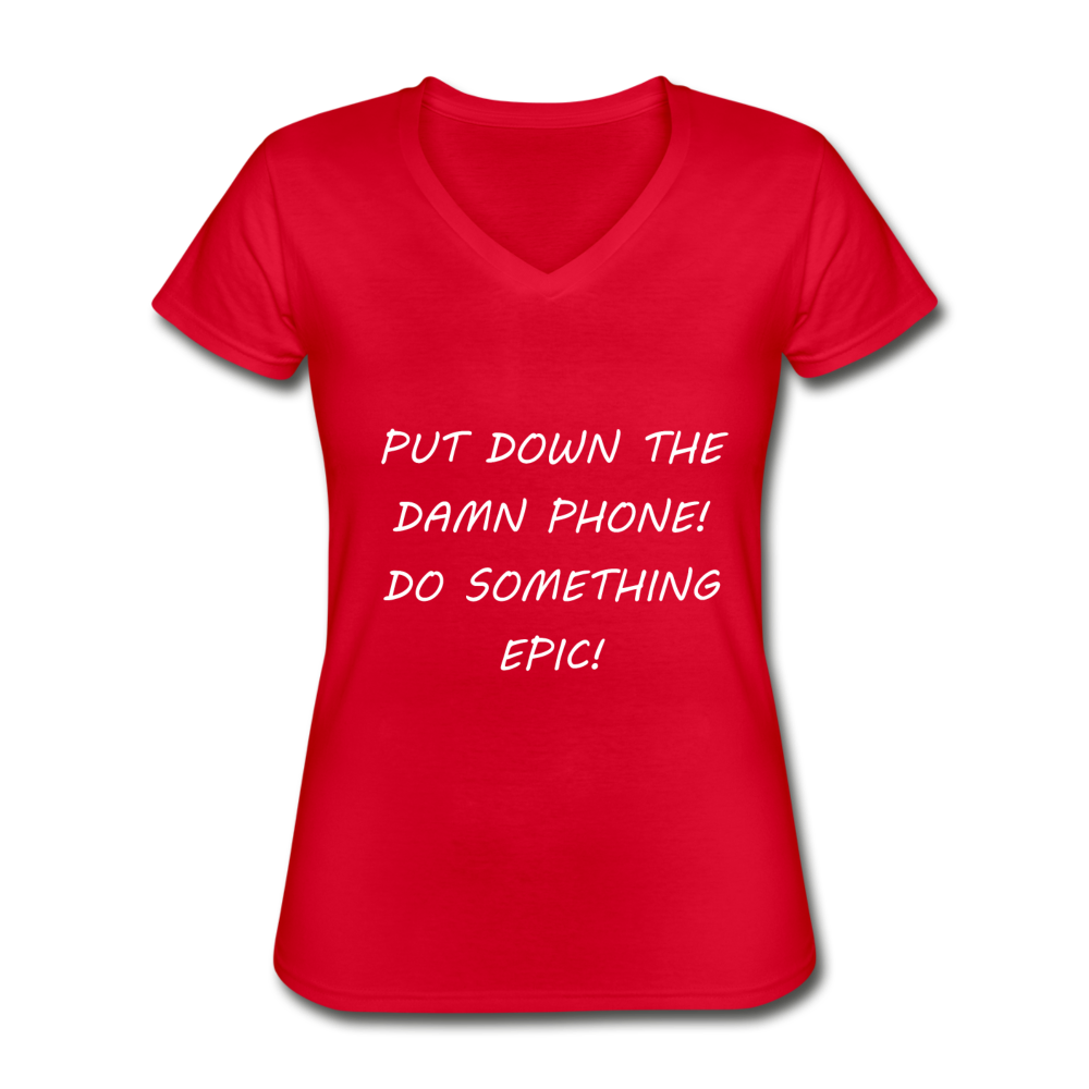 Women's V-Neck T-Shirt - red