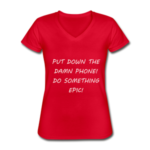 Women's V-Neck T-Shirt - red