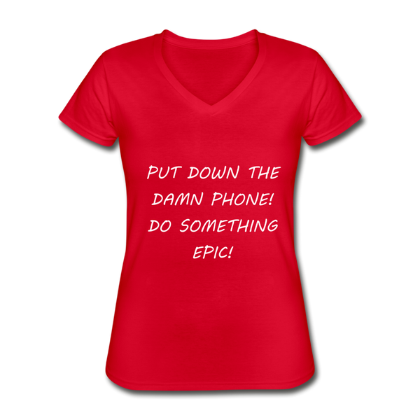 Women's V-Neck T-Shirt - red