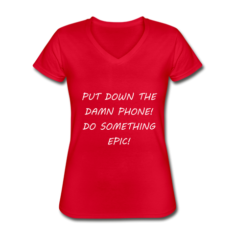 Women's V-Neck T-Shirt - red